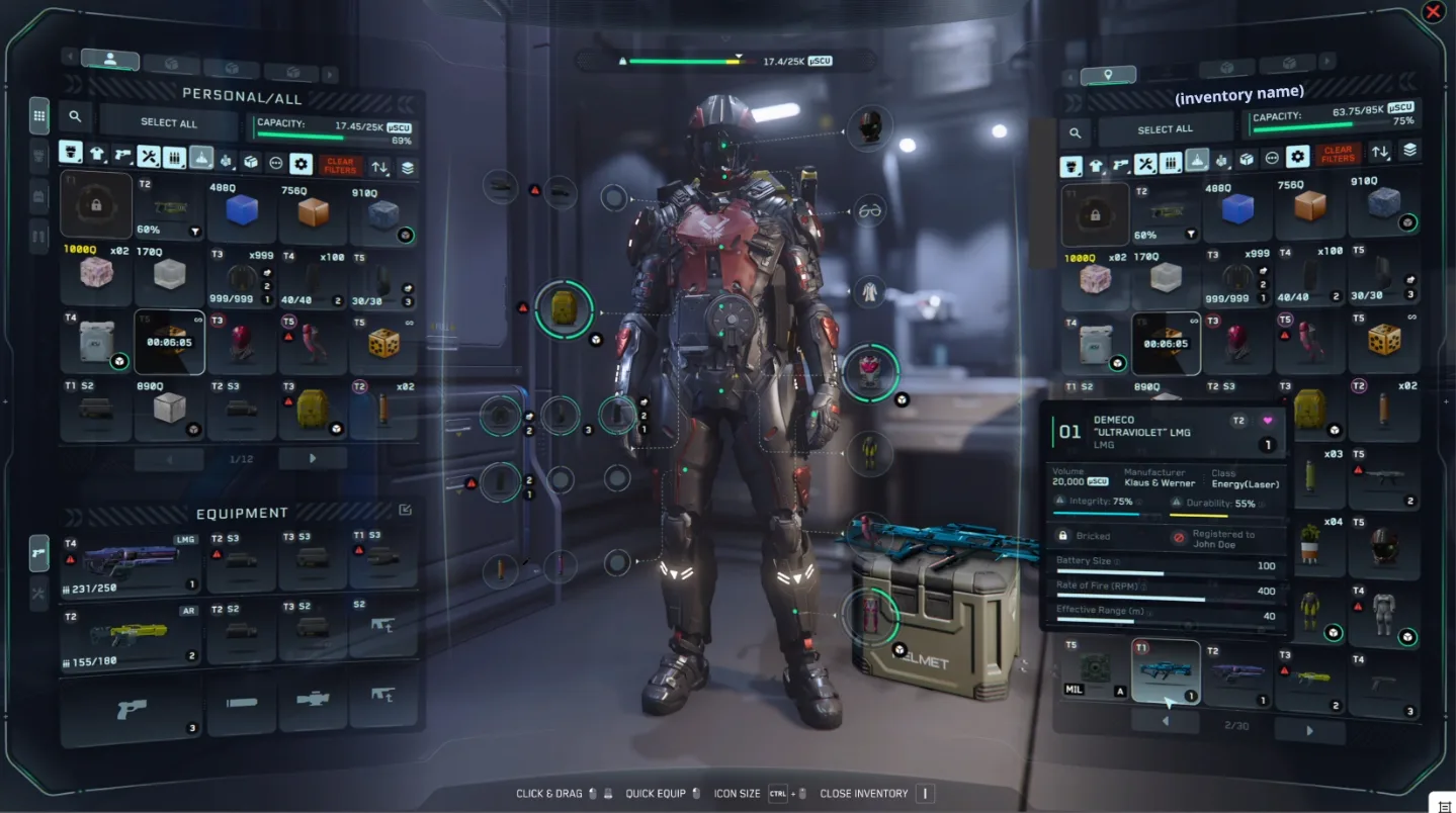 Inventory Rework en Star Citizen Alpha 4.7